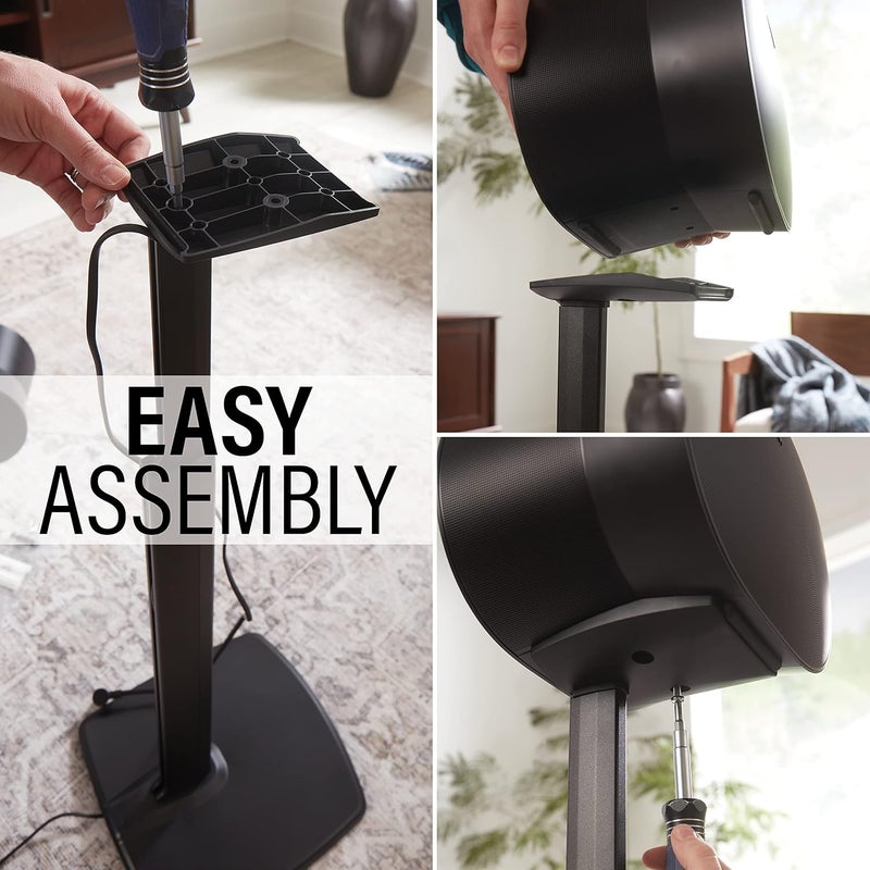 Sanus Speaker Stand for Sonos Era 300™ - Fixed Sonos Speaker Stand w/Easy 3 Step Assembly - Includes All Hardware, Carpet Spikes & Rubber Feet - Black Single Stand - Image 4